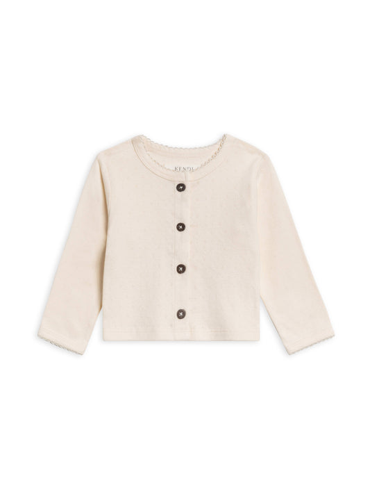 Organic Pointelle Button-Down Cardigan