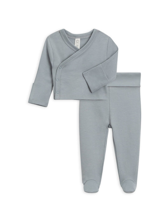 Organic Footed Pant Set - Mist