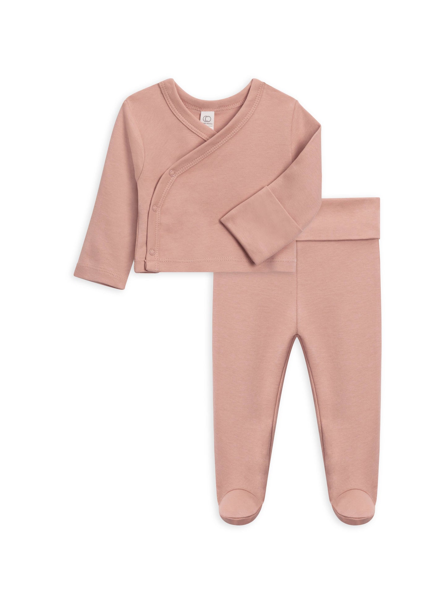 Organic Footed Pant Set - Blush