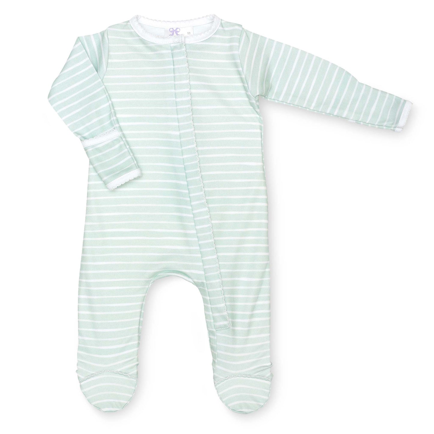 Sage Striped Footie