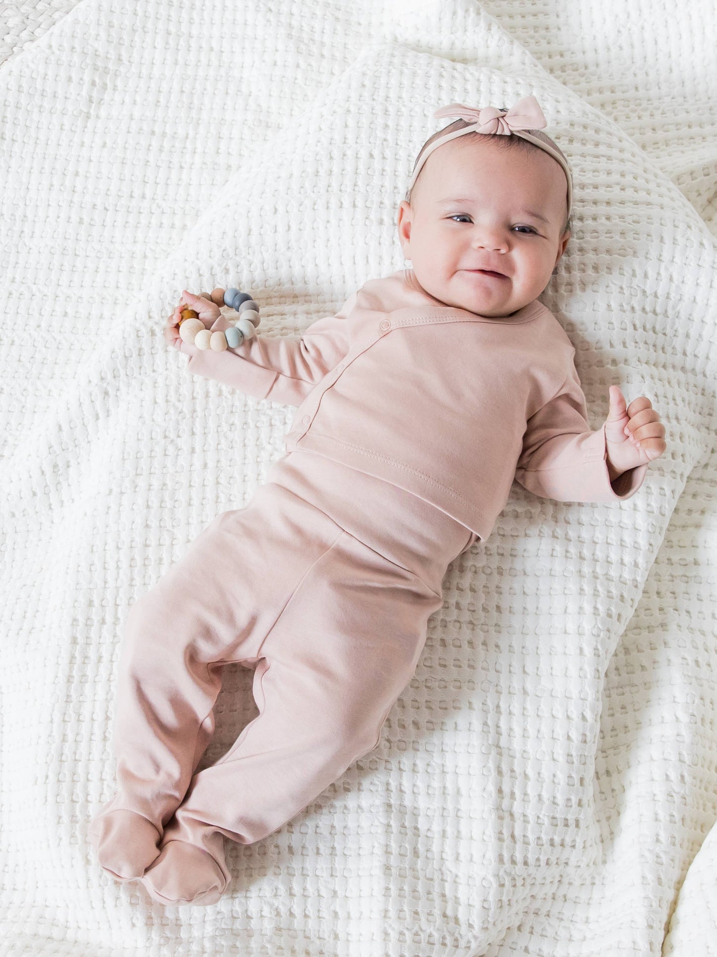 Organic Footed Pant Set - Blush